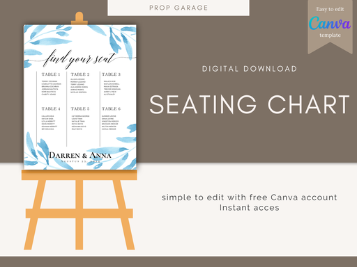 Seating Chart Digital Download - Blue
