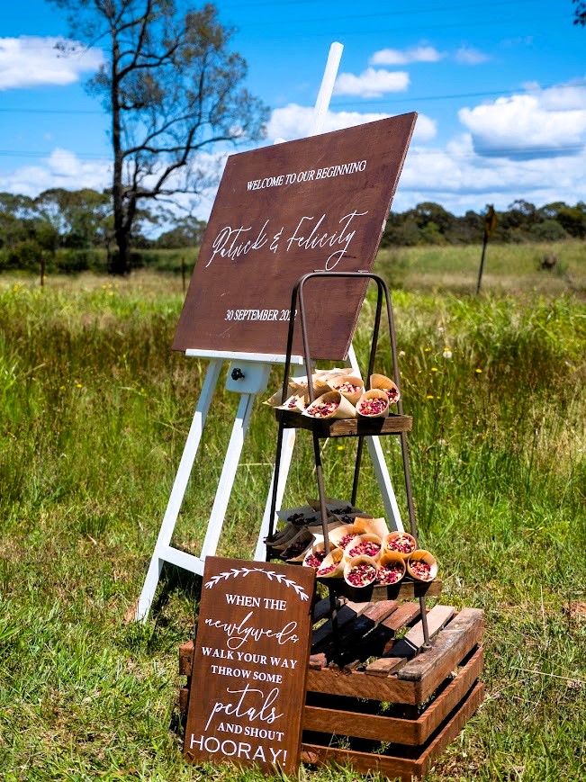 Dried Floral Confetti Cones with Display Stand & Signage