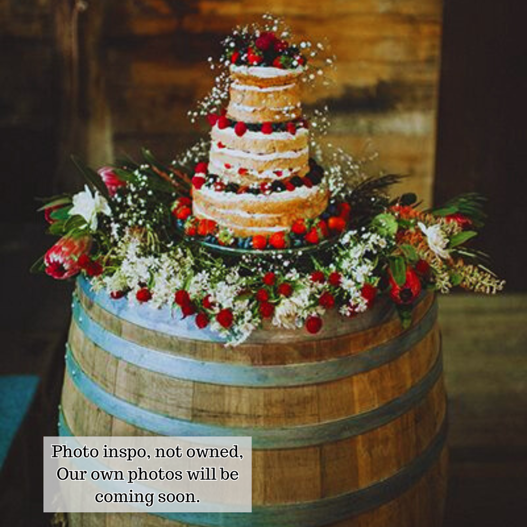 Custom Wine Barrel Cake Display with Florals
