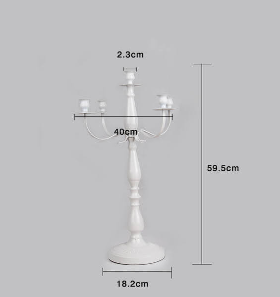 White 5 Arm Metal Vintage Candelabra