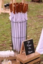 White Wedding Umbrellas with Stand & Signage (For HIRE)