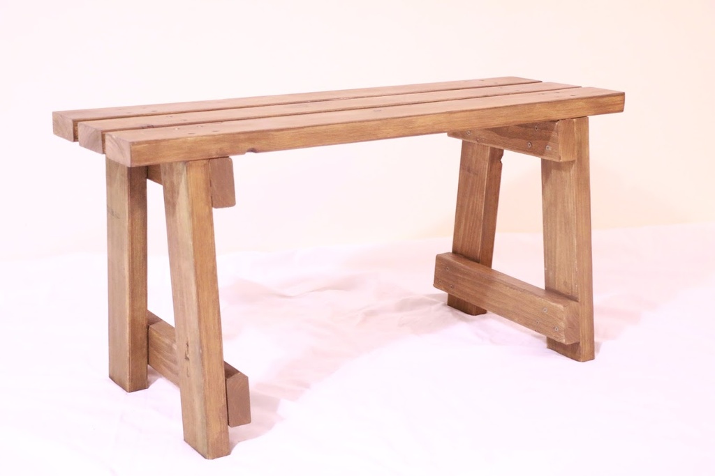 Rustic Brown Wooden Benches (Half-Size)