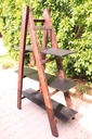 Vintage Brown Wooden Ladder with 3 Shelves