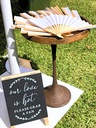 Bamboo Paper Hand Fans Stand with Signage (50 Fans)