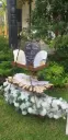 Bamboo Paper Hand Fans Stand with Signage (50 Fans)