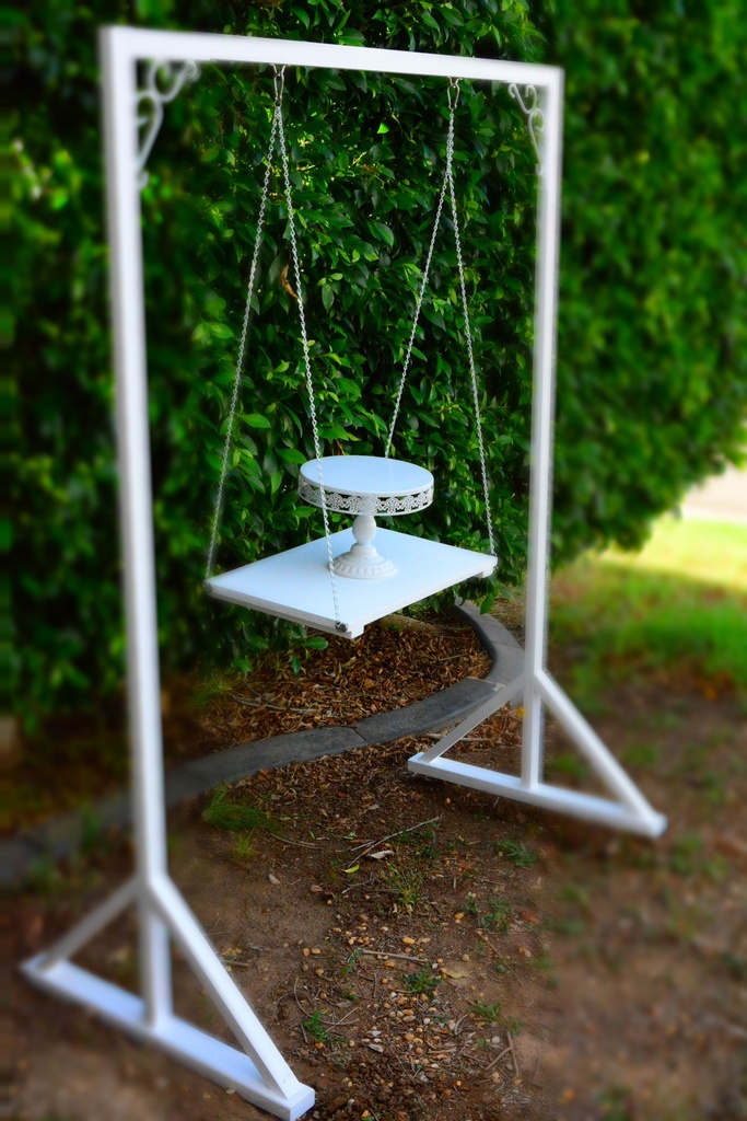 Wooden White Cake Swing Arbour