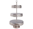 Three Tier Silver Victorian Lace Edge Cake stand - 56 cm Height