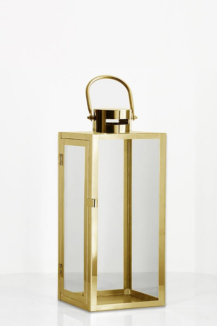 Gold Metal and Glass Lantern - Large