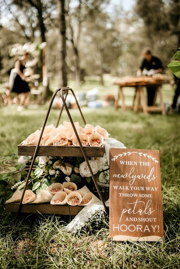 Dried Floral Confetti Cones with Display Stand & Signage