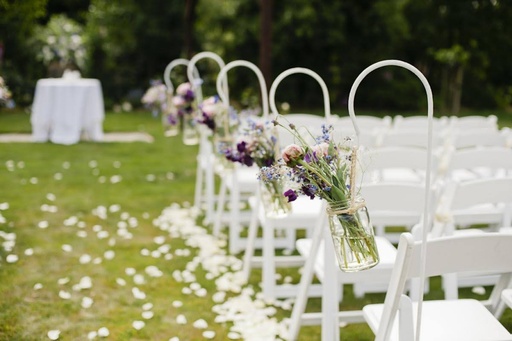 [Aisle Decorations] Ball Mason Jars with Silk Flowers and Shepherds Hooks