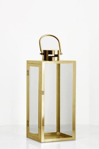 [Aisle Decorations] Gold Metal and Glass Lantern - Large