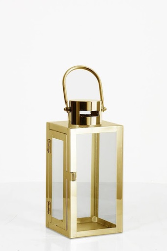 [Aisle Decorations] Gold Metal and Glass Lantern - Medium