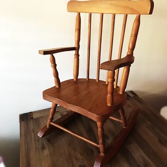 Vintage Wooden Childs Rocking Chair Prop Garage