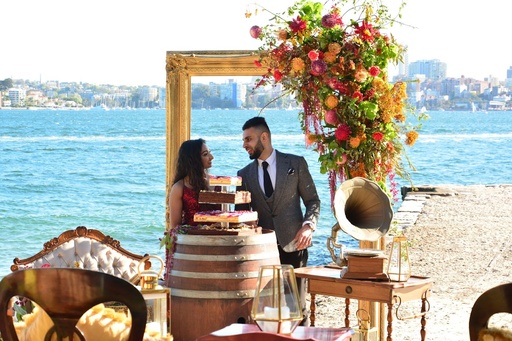 Custom Wine Barrel Cake Display with Florals
