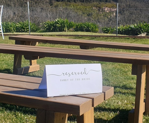 Customised Reserved for Family Signs Bride & Groom Set: Printed on Cardboard